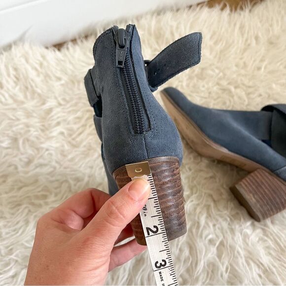 Sole Society Azure Blue Suede Ankle Bootie With Buckle Strap | Size 7 - Picture 8 of 8